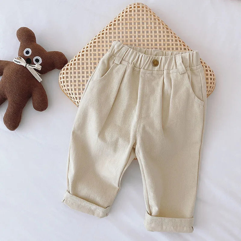 MILANCEL Solid Kids Pants for Boys and Girls  Four Seasons Elastic Waist Casual Toddler Baby Trousers Clothes for 1-6 Years