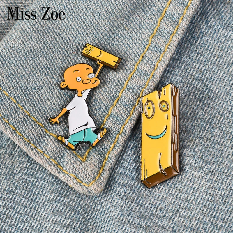 Jonny and Plank Enamel Pin Anime EEnE badge brooch Lapel pin Denim Shirt Collar Childhood Cartoon Jewelry Gift for friends