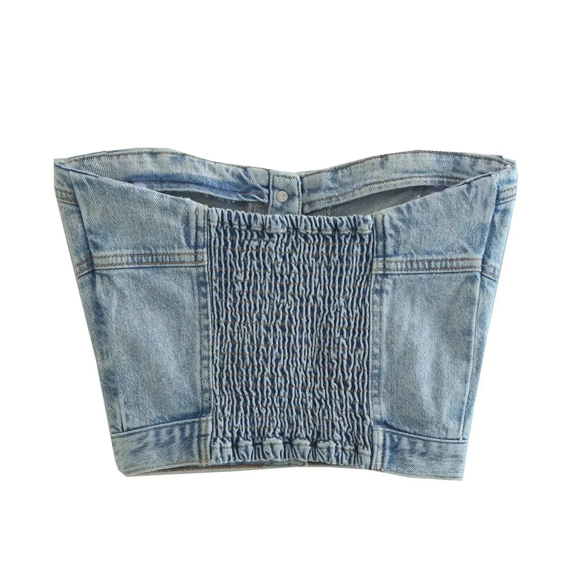 New Womens Fashion Short Tube Tops Strapless Denim Bandeau Sleeveless Crop Vest Club Party Costume Strapless Vest Hot Sale