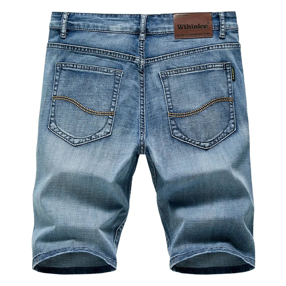 2023 Summer Shorts Jeans Men Denim Pants Stretch Dark Blue Fashion Design Men's Jeans Slim Straight Male Short Jeans Hombre