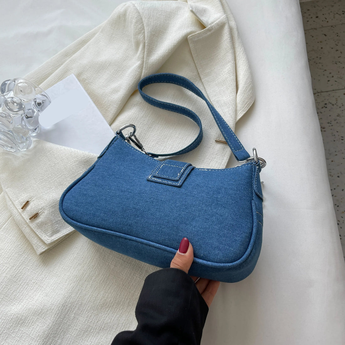 Small Design Jeans Bag Women's New Cross-Shoulder Bag Shoulder Canvas Bag